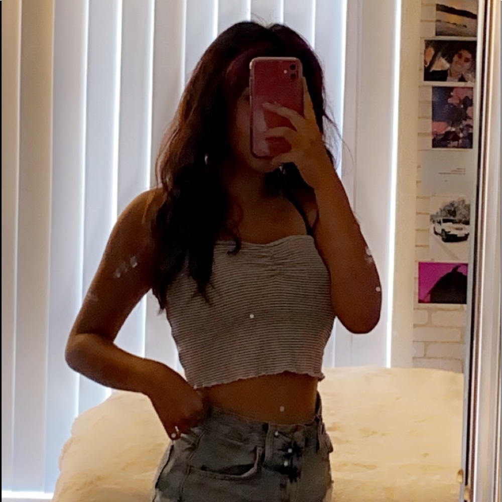Stripped blue tube top